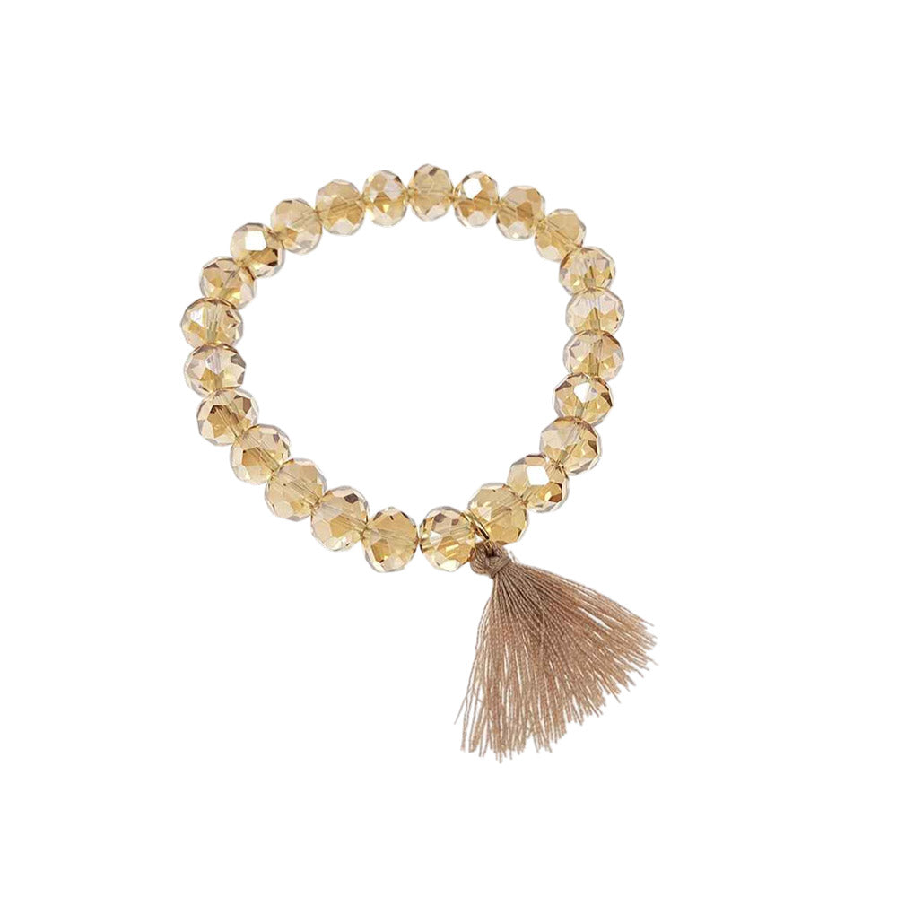 12PCS - Tassel Faceted Beaded Stretch Bracelets