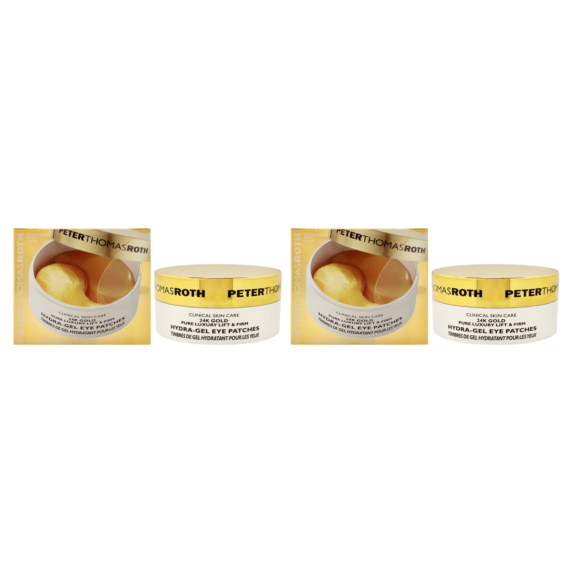24K Gold Pure Luxury Lift & Firm Hydra-Gel Eye Patches by Peter Thomas Roth for Women - 60 Pc Patches + Spatula Eye Patches - Pack of 2