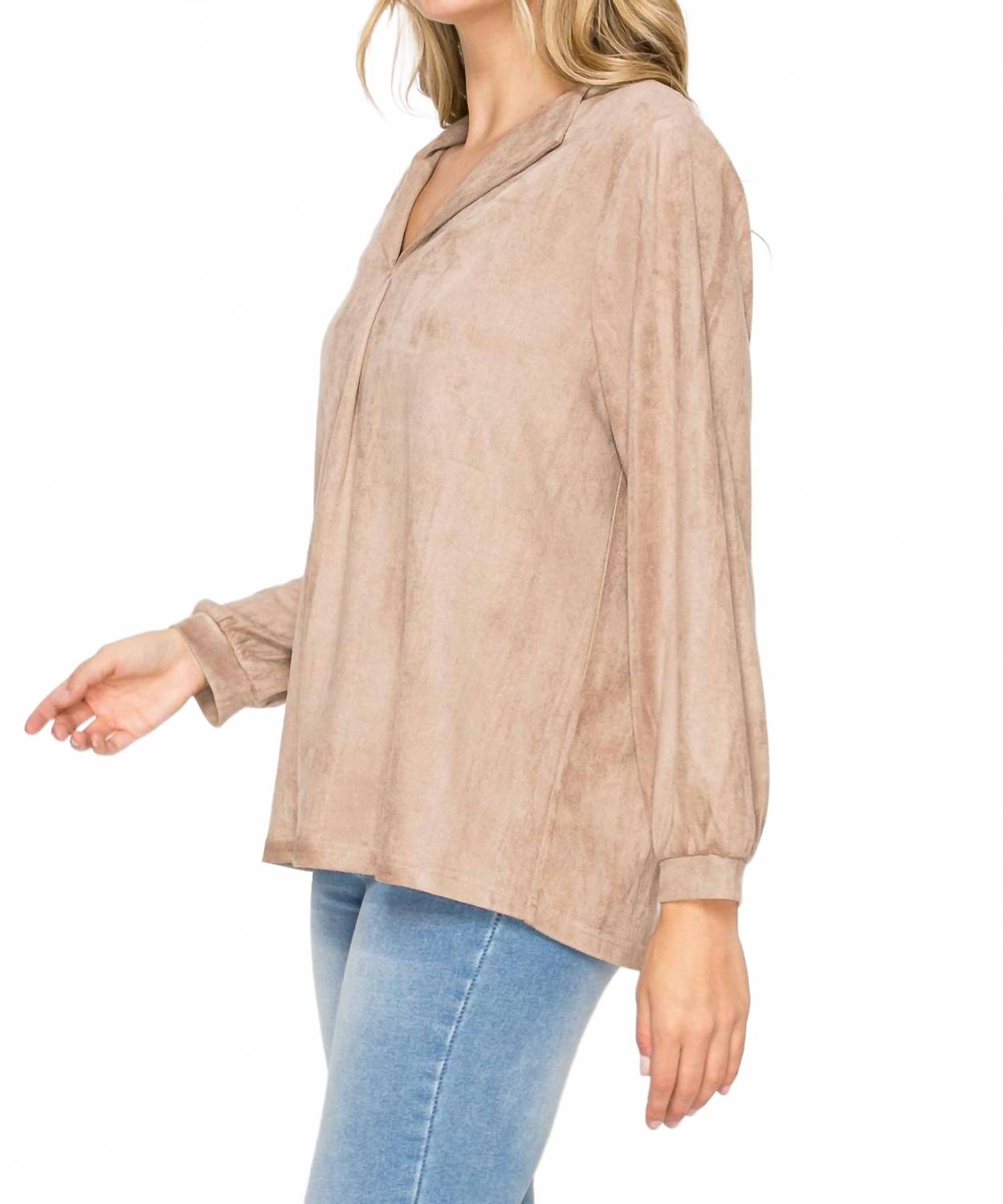 Adam Stretch Suede Top In Khaki