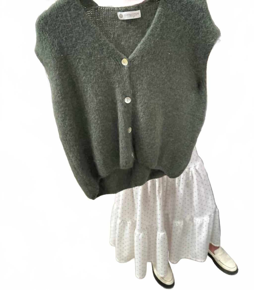 Alessia Button Up Vest In Emerald