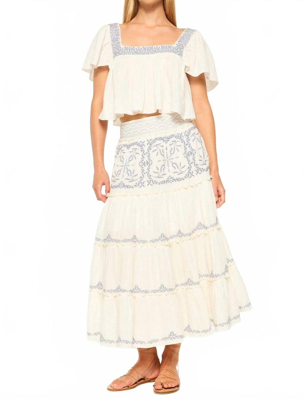 Anju Top In Ivory Embroidery