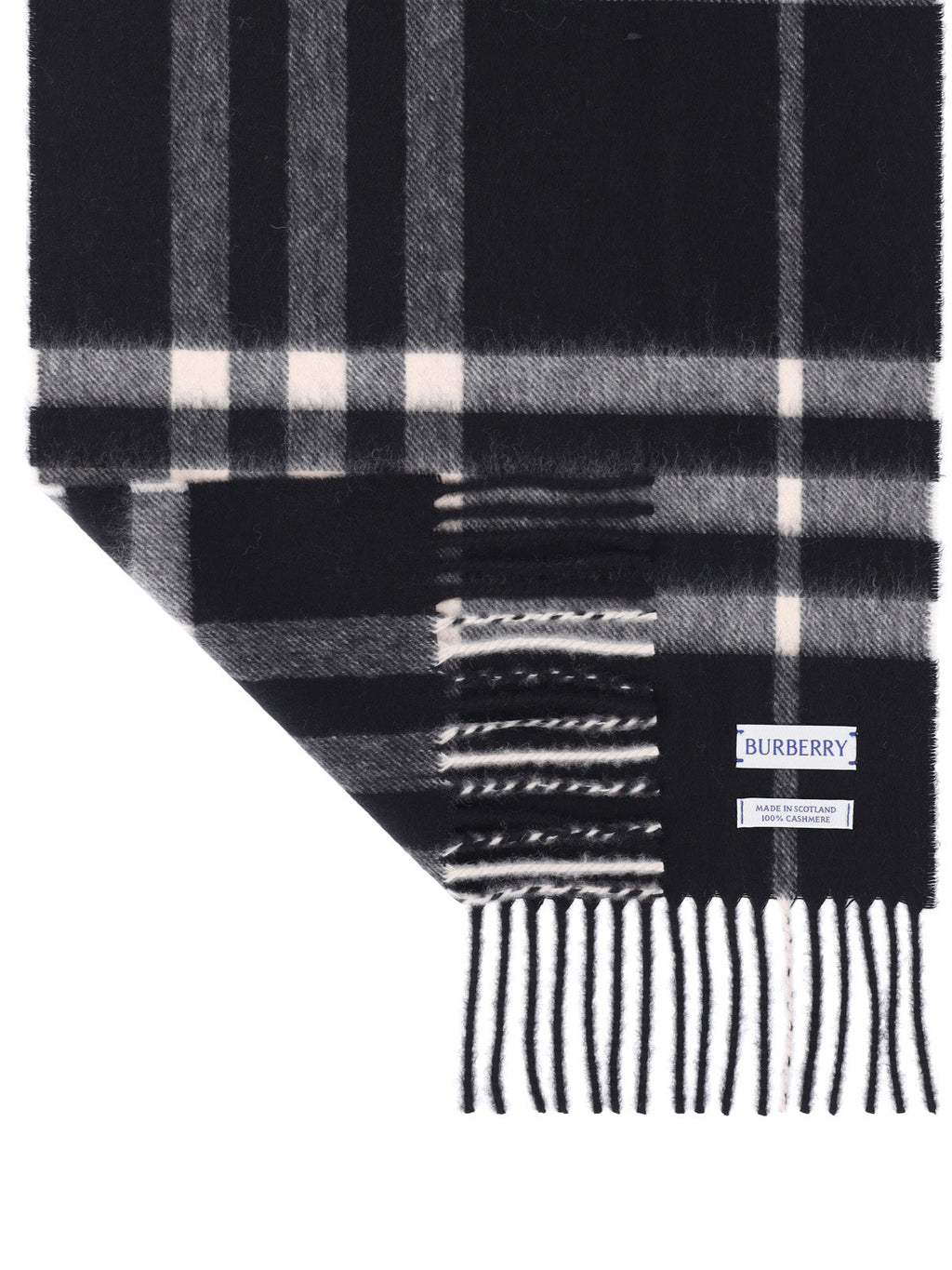 "Check" Cashmere Scarf – Black