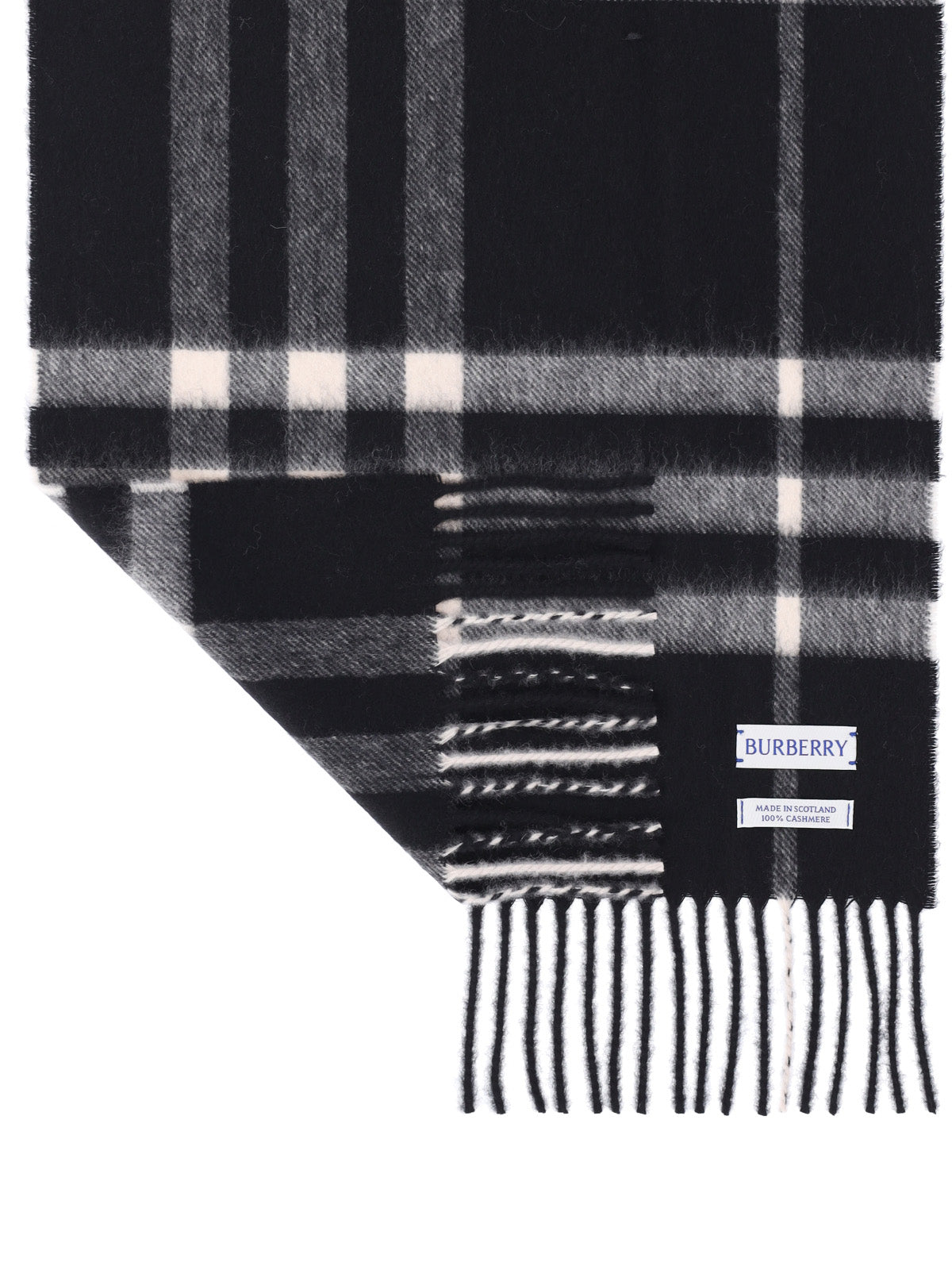 "Check" Cashmere Scarf – Black