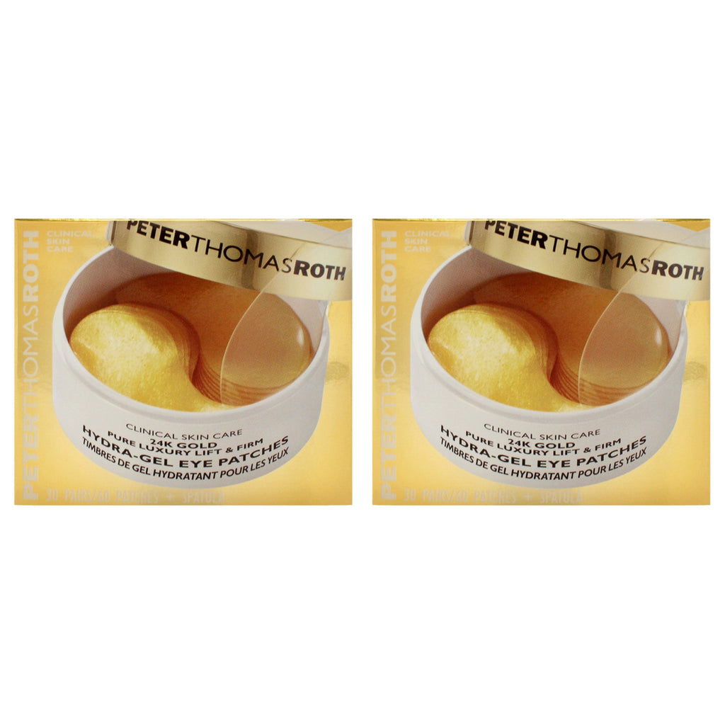 24K Gold Pure Luxury Lift & Firm Hydra-Gel Eye Patches by Peter Thomas Roth for Women - 60 Pc Patches + Spatula Eye Patches - Pack of 2