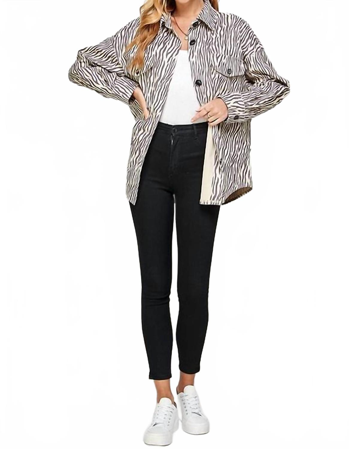 Animal Print Corduroy Jacket In Taupe