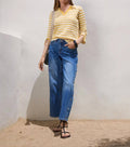 3/4 Sleeve Polo Sweater In Yellow