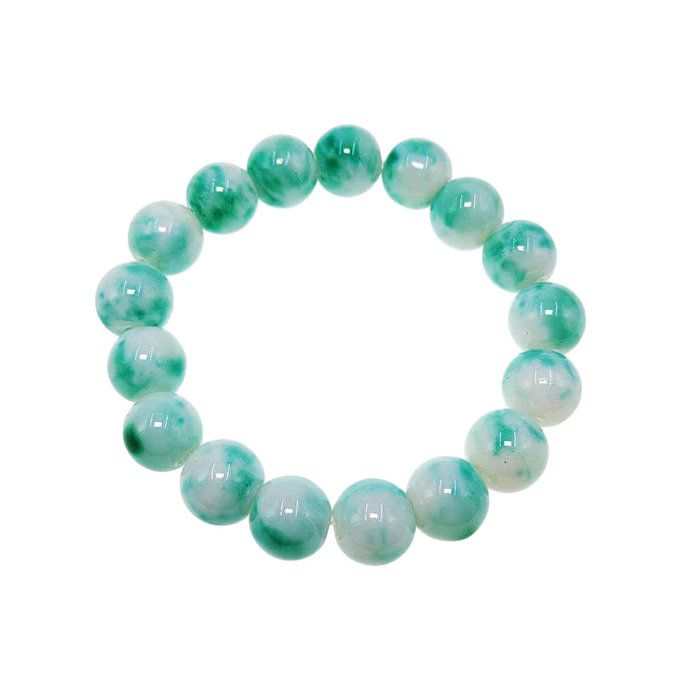 12PCS - Marbled Ball Beaded Stretch Bracelets 0.5"
