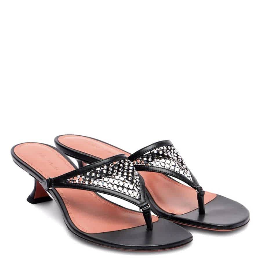 Amina Muaddi Cameron Crystal Thong Sandals