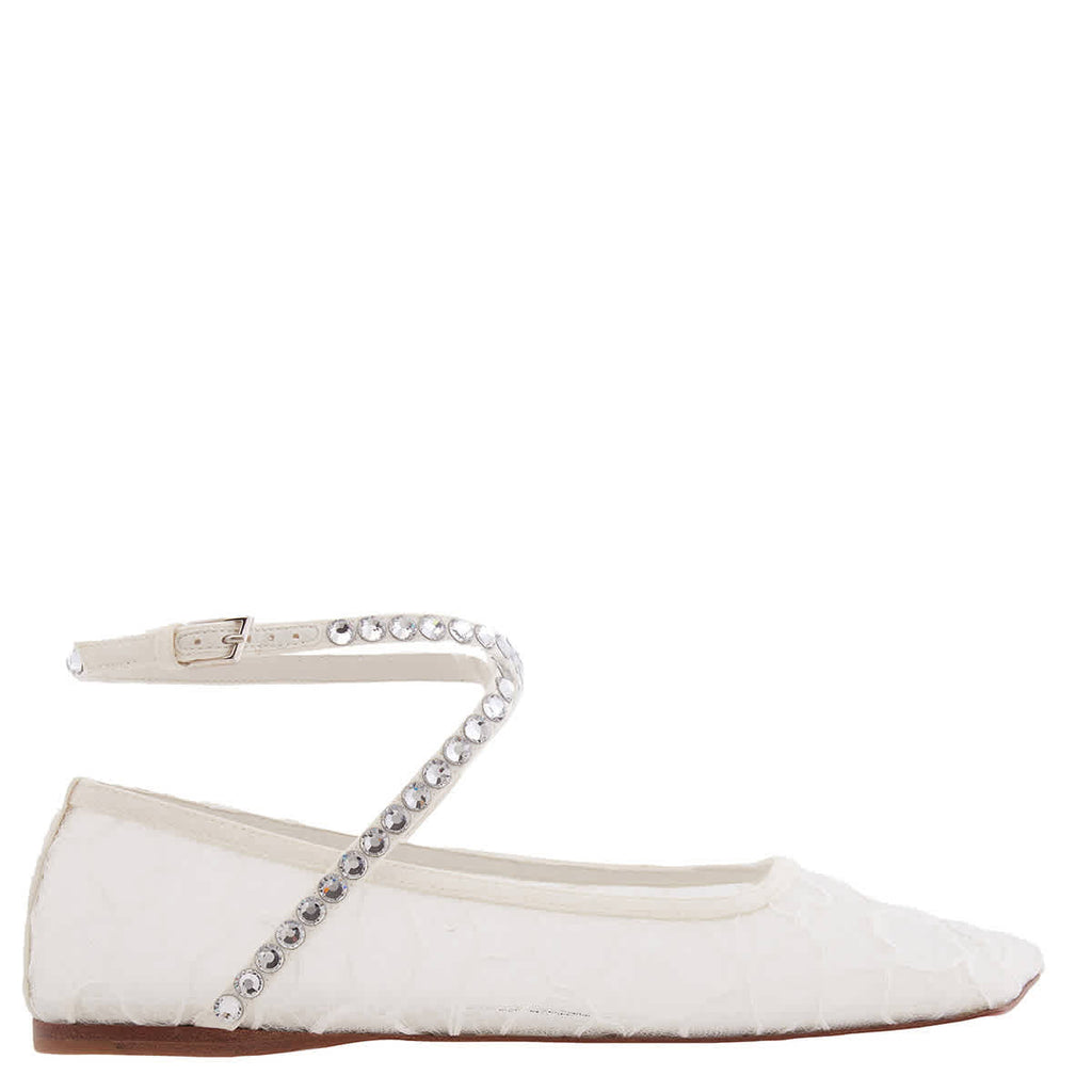 Amina Muaddi Ane Crystal Lace Flats