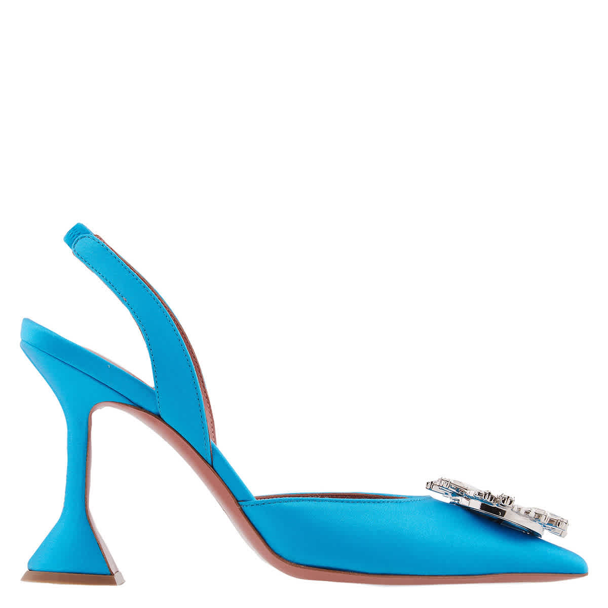 Amina Muaddi Azur Satin Begum Slingback Pumps