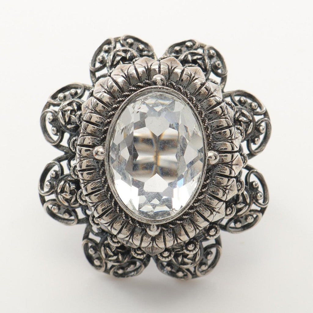 Alexander Mcqueen Clear Stainless Steel Band Ring (Pre-Owned)