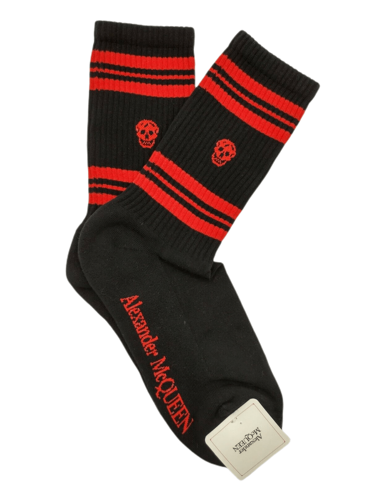 Alexander McQueen Women's Mid-Calf Stripe Skull Sport Socks L