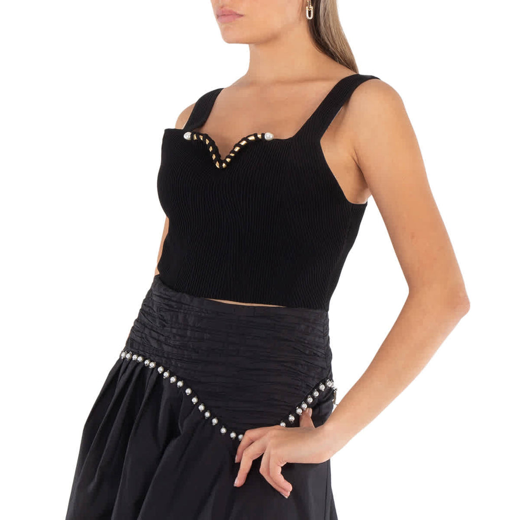 Aje Ladies Black Goldfoil Metal Bar Bodice