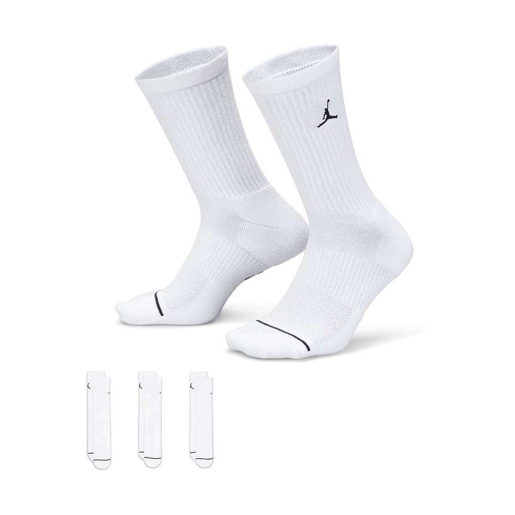 ADULT UNISEX JORDAN EVERYDAY CREW SOCKS 3 PAIRS_WHITE/BLACK DX9632-100-SIZE L