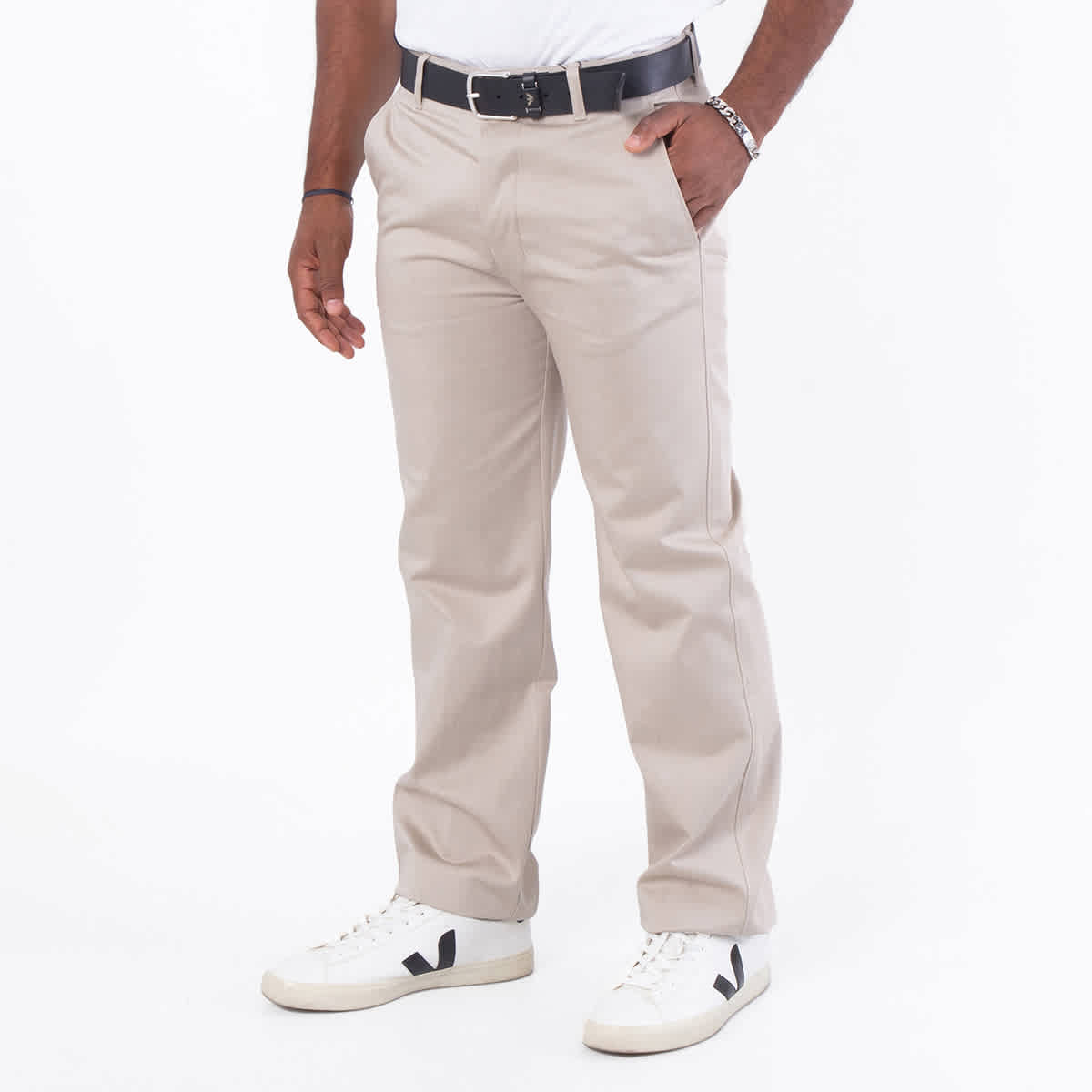 Ami Paris Men's Beige Ami Paris Straight Chino Trousers