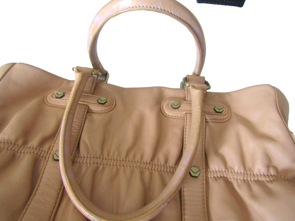 Via Spiga Biege Lambskin leather Rouched Tote/Hand Bag