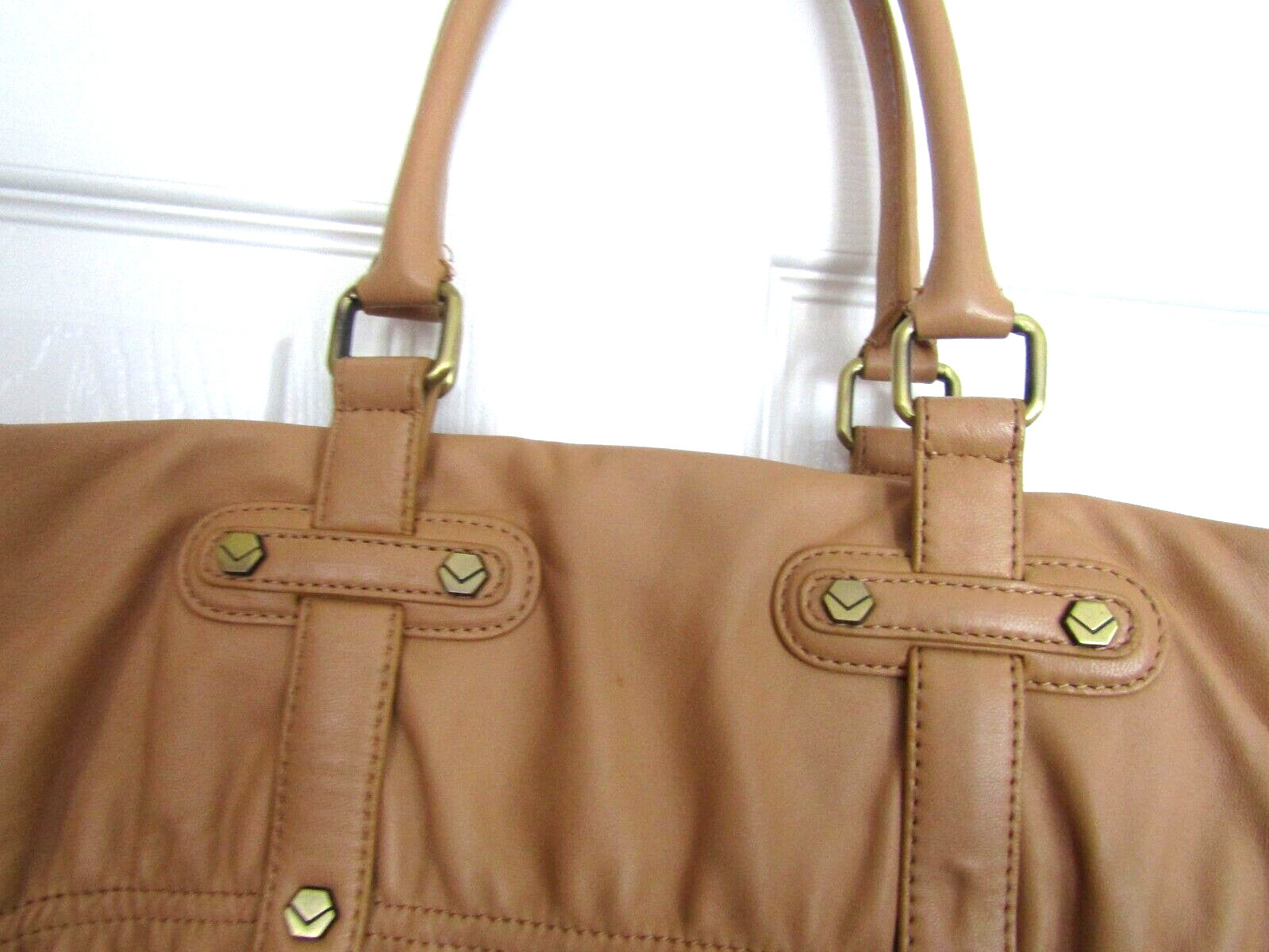Via Spiga Biege Lambskin leather Rouched Tote/Hand Bag
