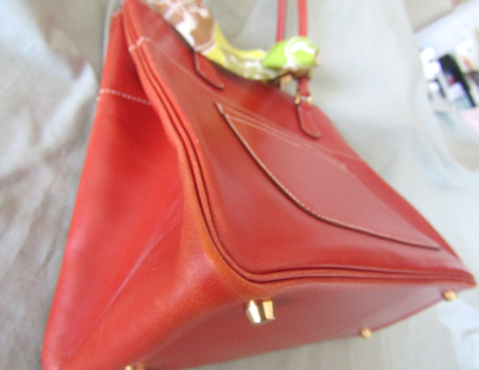 Hermes La Tote Box Calf Leather Bag Rouge Ash