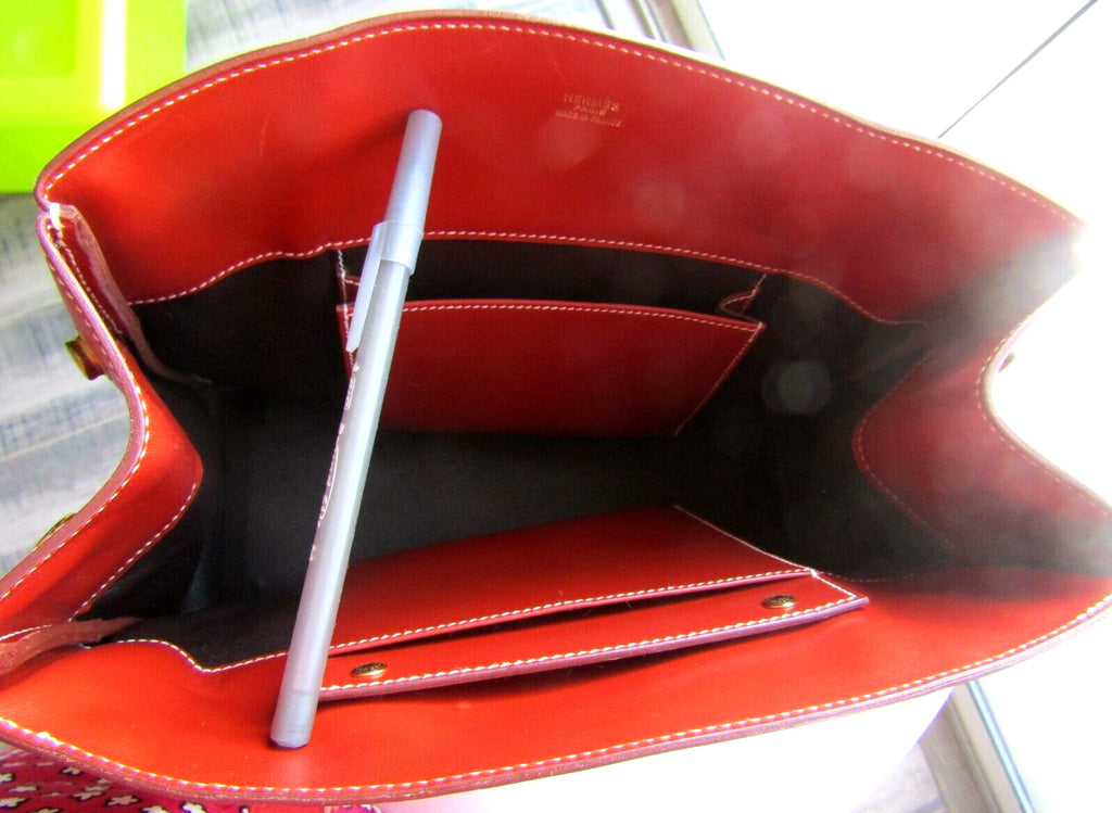 Hermes La Tote Box Calf Leather Bag Rouge Ash