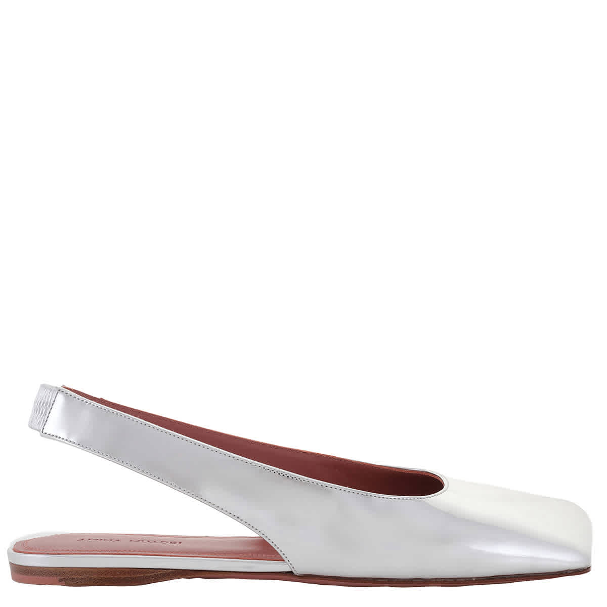 Amina Muaddi Mirror Silver Ane Slingback Flats