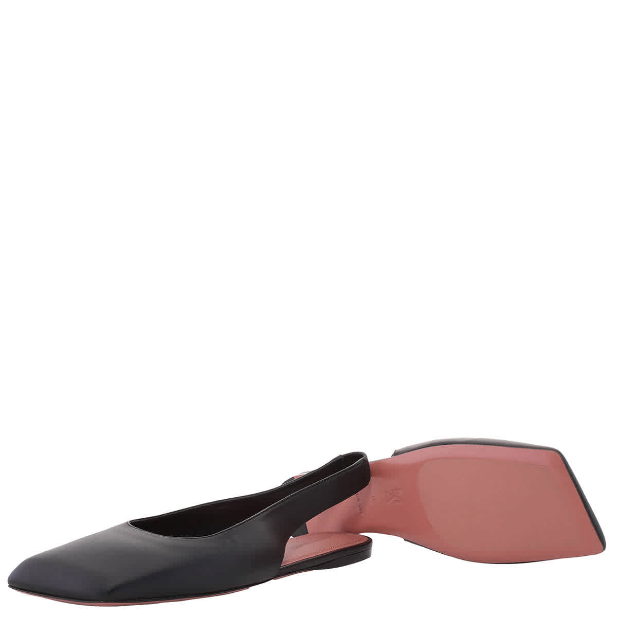 Amina Muaddi Nappa Black Ane Slingback Flats