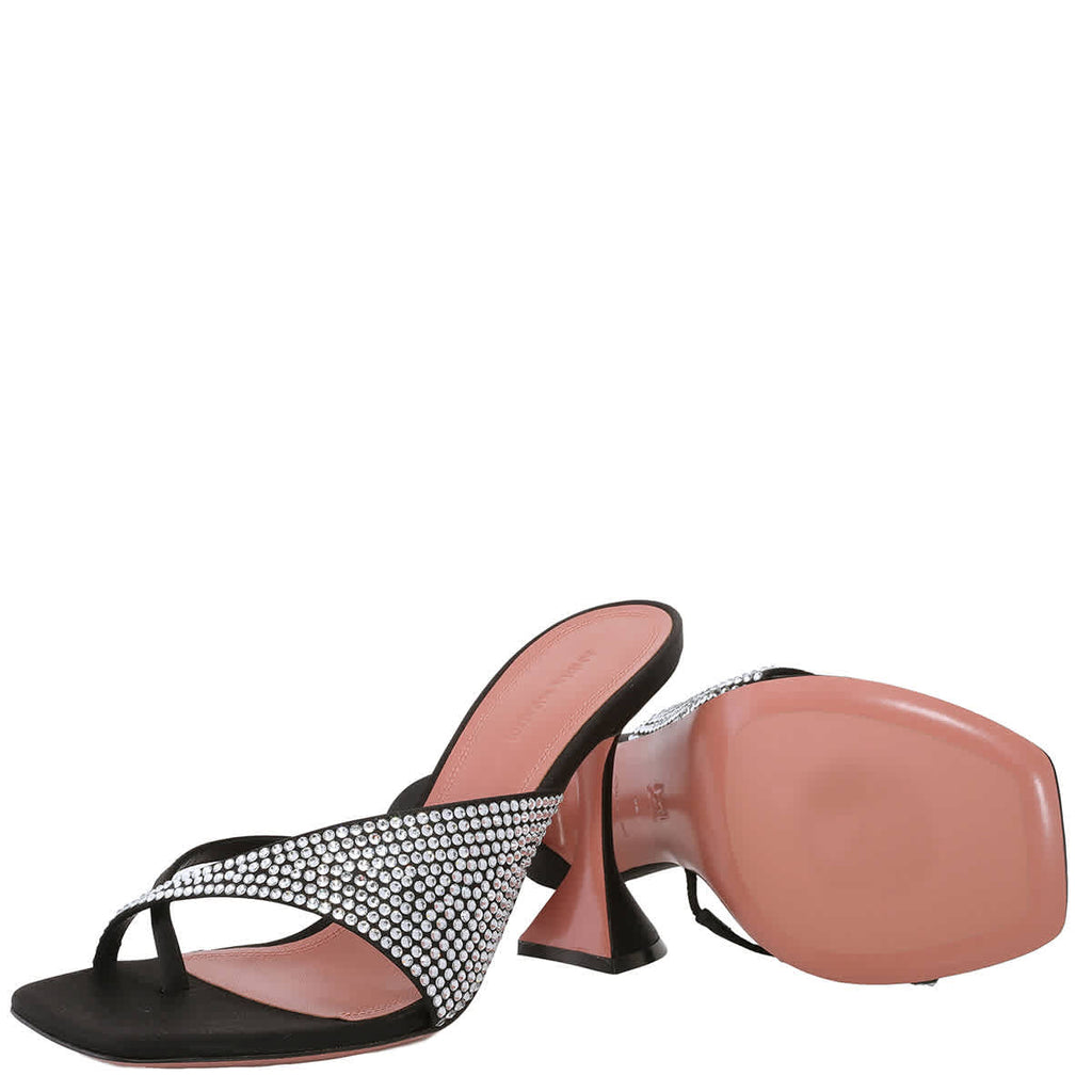 Amina Muaddi Shiona Crystal-Embellished Satin Mules