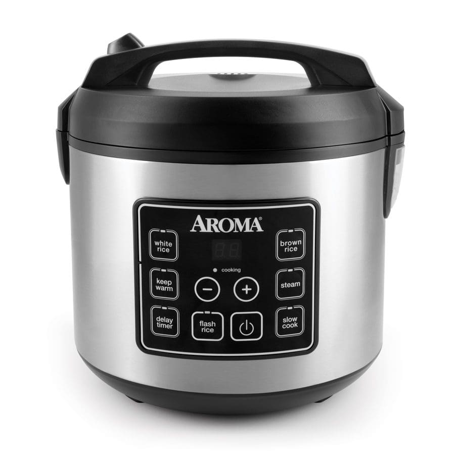 Aroma 160oz Digital Rice & Grain Cooker, Multi-Cooker, 8X Bonded Granite Coating, Silver Refurbished