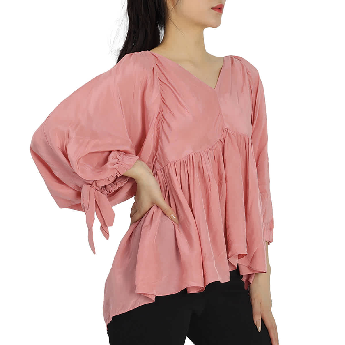 3.1 Phillip Lim Ladies Dusty Pink Empire Waisted V Neck Top