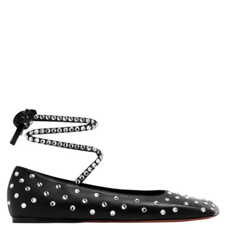 Amina Muaddi Ane Crystal Embellished Ballerina Flats