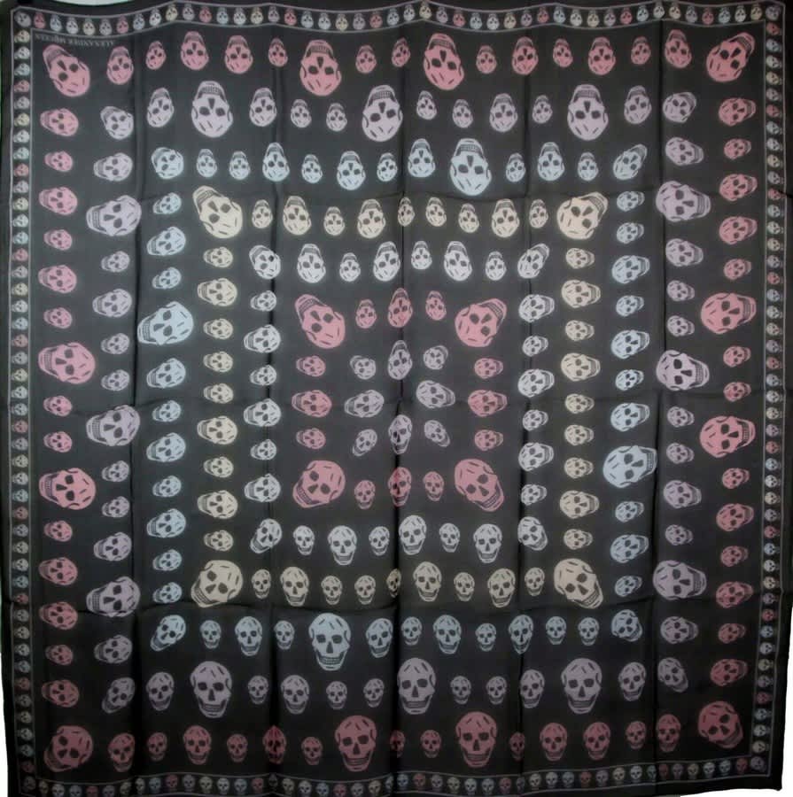 Alexander McQueen Women's Chiffon Silk Multiskull Box Print Shawl