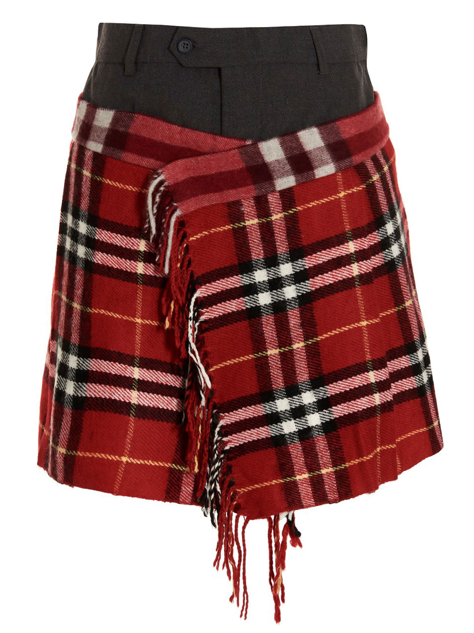 1/Off Women's Check Scarf Reworked Skirt