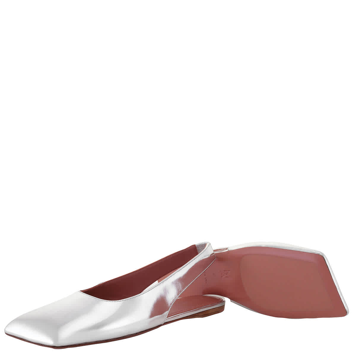 Amina Muaddi Mirror Silver Ane Slingback Flats