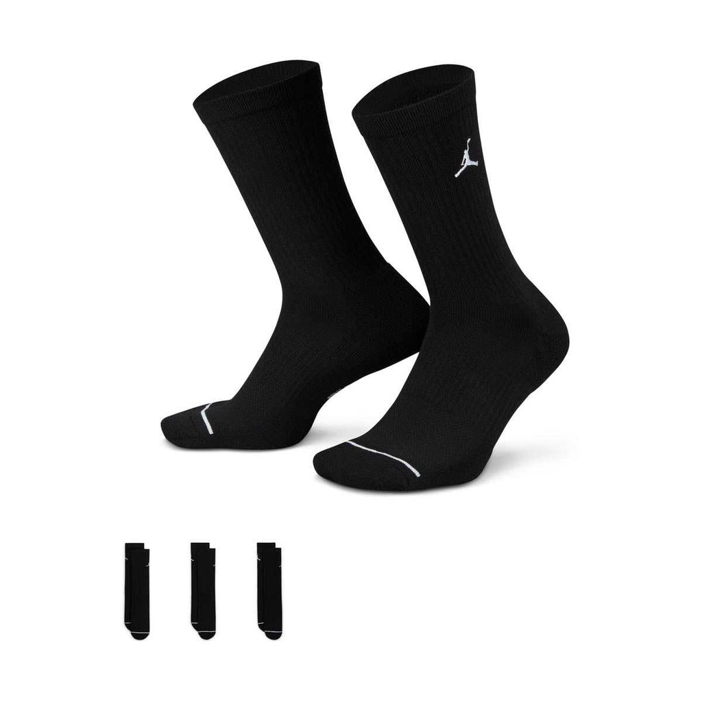 ADULT UNISEX JORDAN EVERYDAY CREW SOCKS 3 PAIRS_BLACK/WHITE DX9632-010-SIZE M