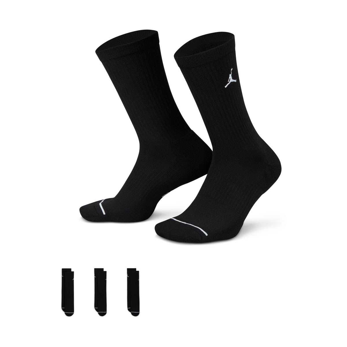 ADULT UNISEX JORDAN EVERYDAY CREW SOCKS 3 PAIRS_BLACK/WHITE DX9632-010-SIZE M