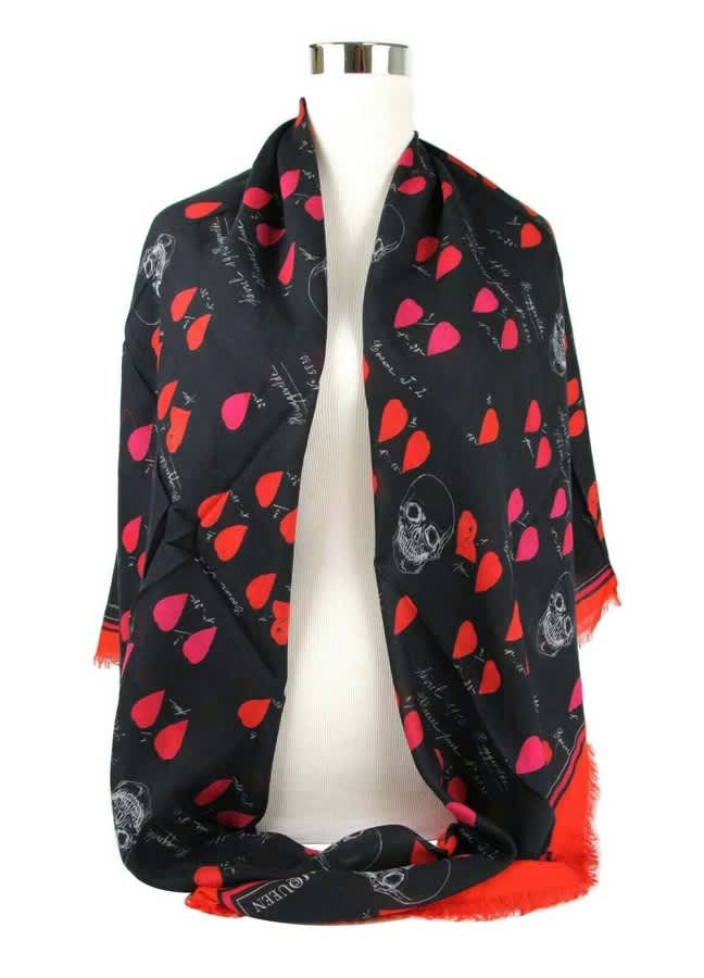 Alexander McQueen Women's Modal / Wool Petal Skull Shawl Scarf