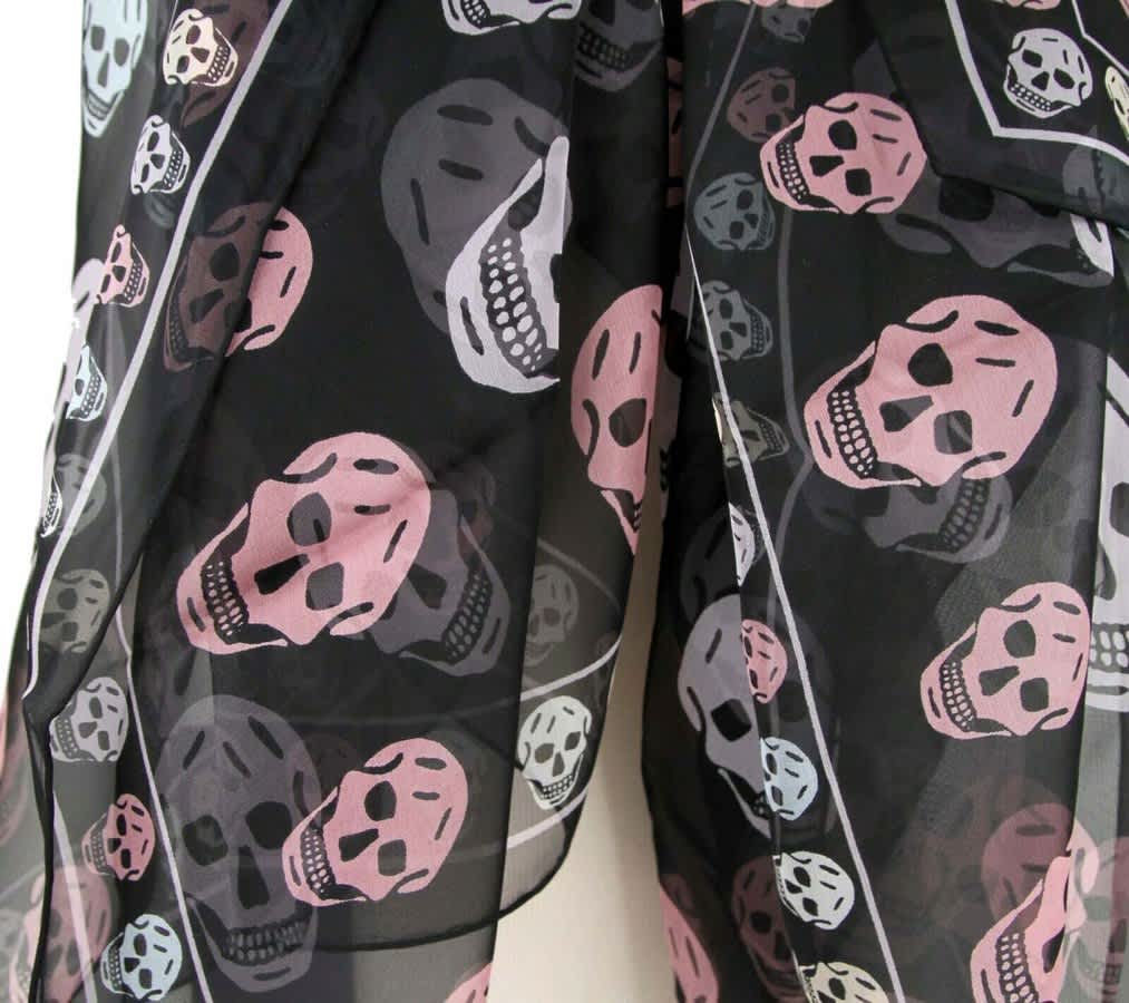 Alexander McQueen Women's Chiffon Silk Multiskull Box Print Shawl