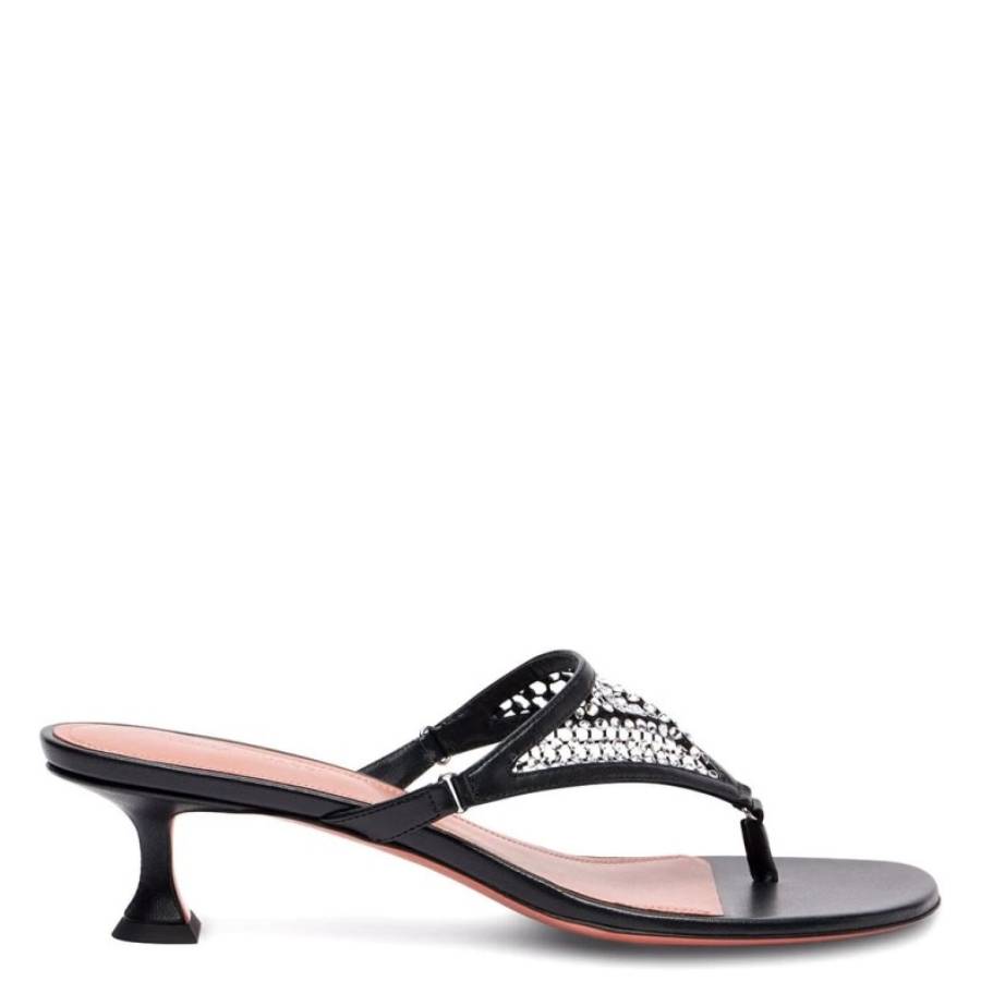 Amina Muaddi Cameron Crystal Thong Sandals